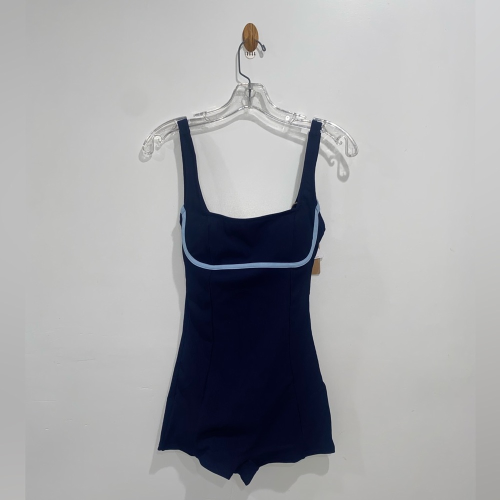 Berlook Navy One Piece Swim Romper Open Back | Size S | NWT